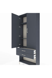 Arges Dolap 3 Raflı 2 Çekmeceli 2 Kapaklı 88x30x221 Antrasit-Antrasit