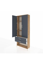 Arges Dolap 3 Raflı 2 Çekmeceli 2 Kapaklı 88x30x221 Çam-Antrasit