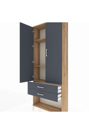 Arges Dolap 3 Raflı 2 Çekmeceli 2 Kapaklı 88x30x221 Çam-Antrasit