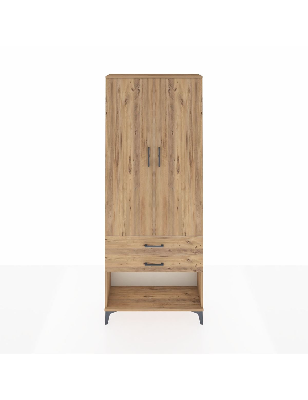 Arges Dolap 3 Raflı 2 Çekmeceli 2 Kapaklı 88x30x221 Çam-Çam