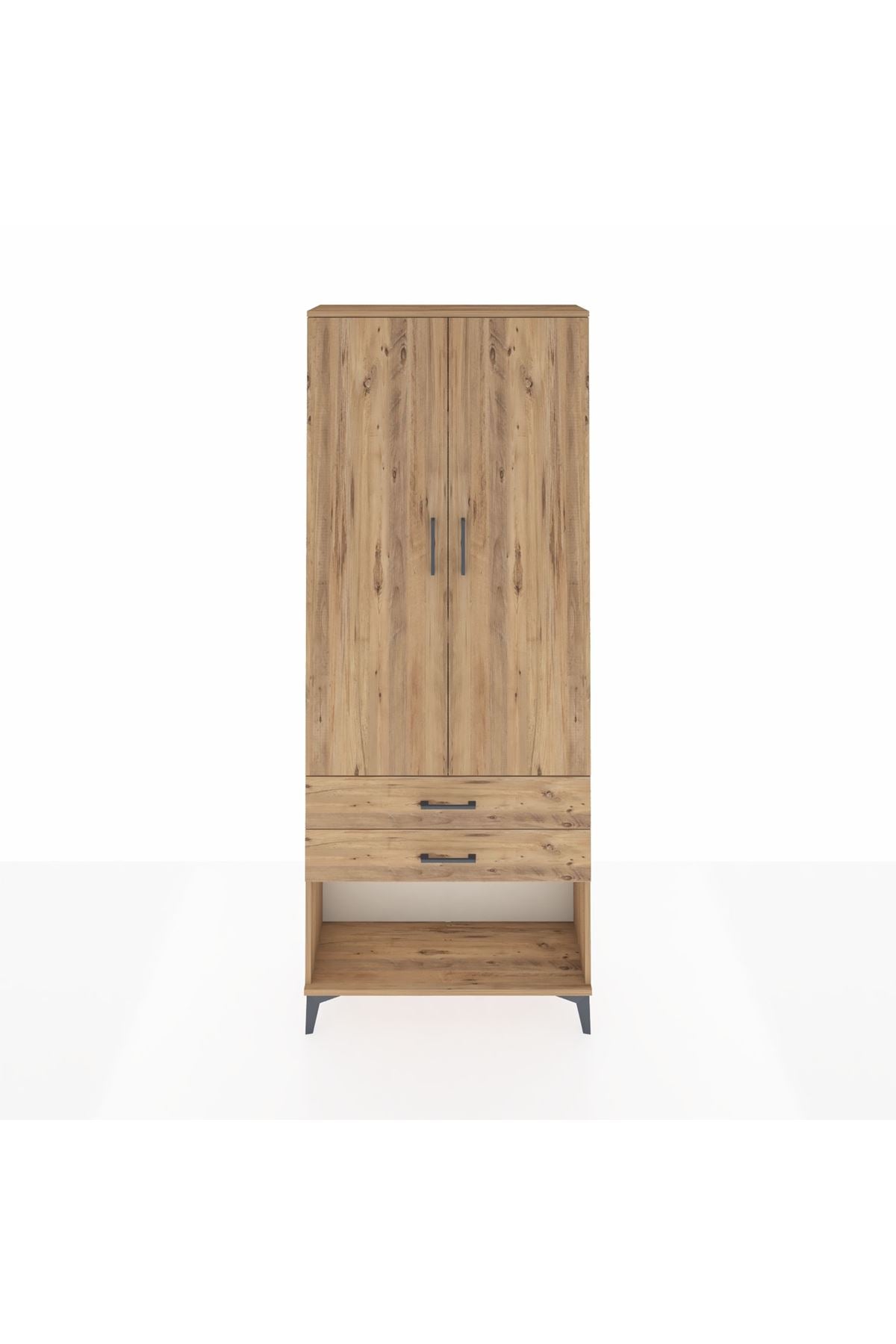 Arges Dolap 3 Raflı 2 Çekmeceli 2 Kapaklı 88x30x221 Çam-Çam