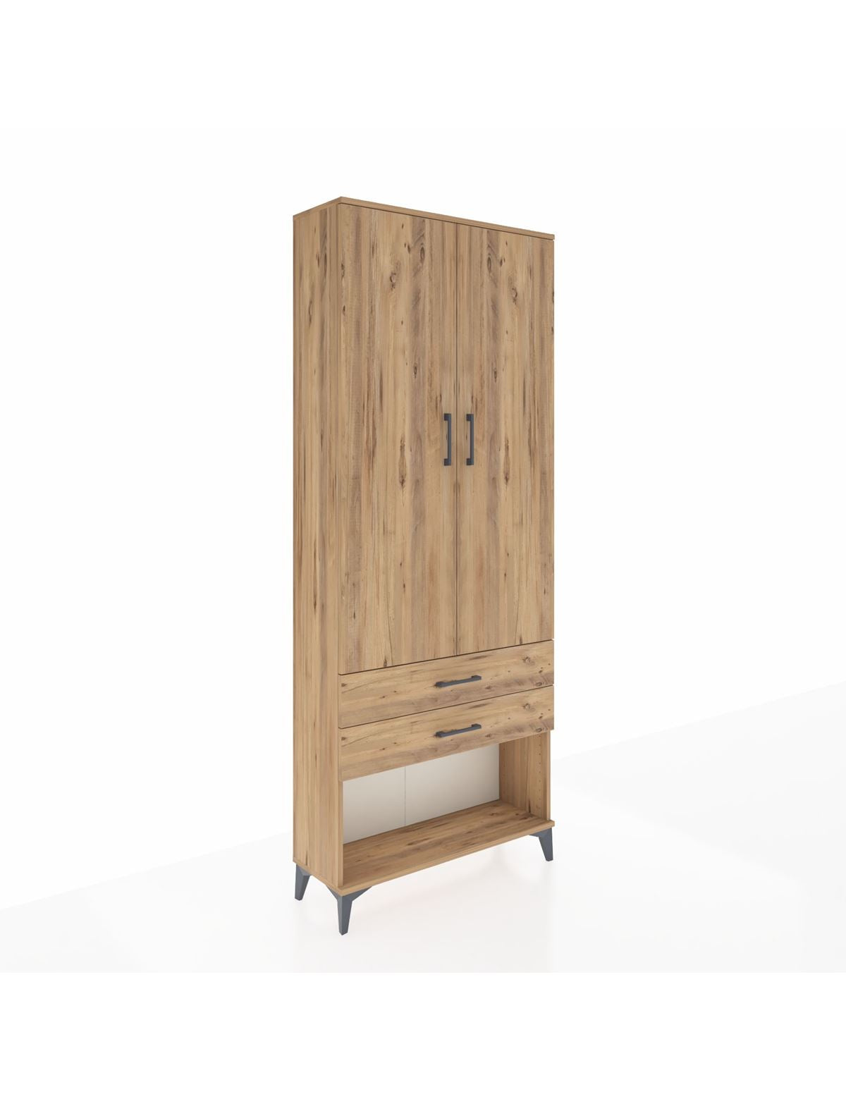 Arges Dolap 3 Raflı 2 Çekmeceli 2 Kapaklı 88x30x221 Çam-Çam