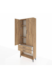 Arges Dolap 3 Raflı 2 Çekmeceli 2 Kapaklı 88x30x221 Çam-Çam