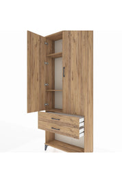 Arges Dolap 3 Raflı 2 Çekmeceli 2 Kapaklı 88x30x221 Çam-Çam