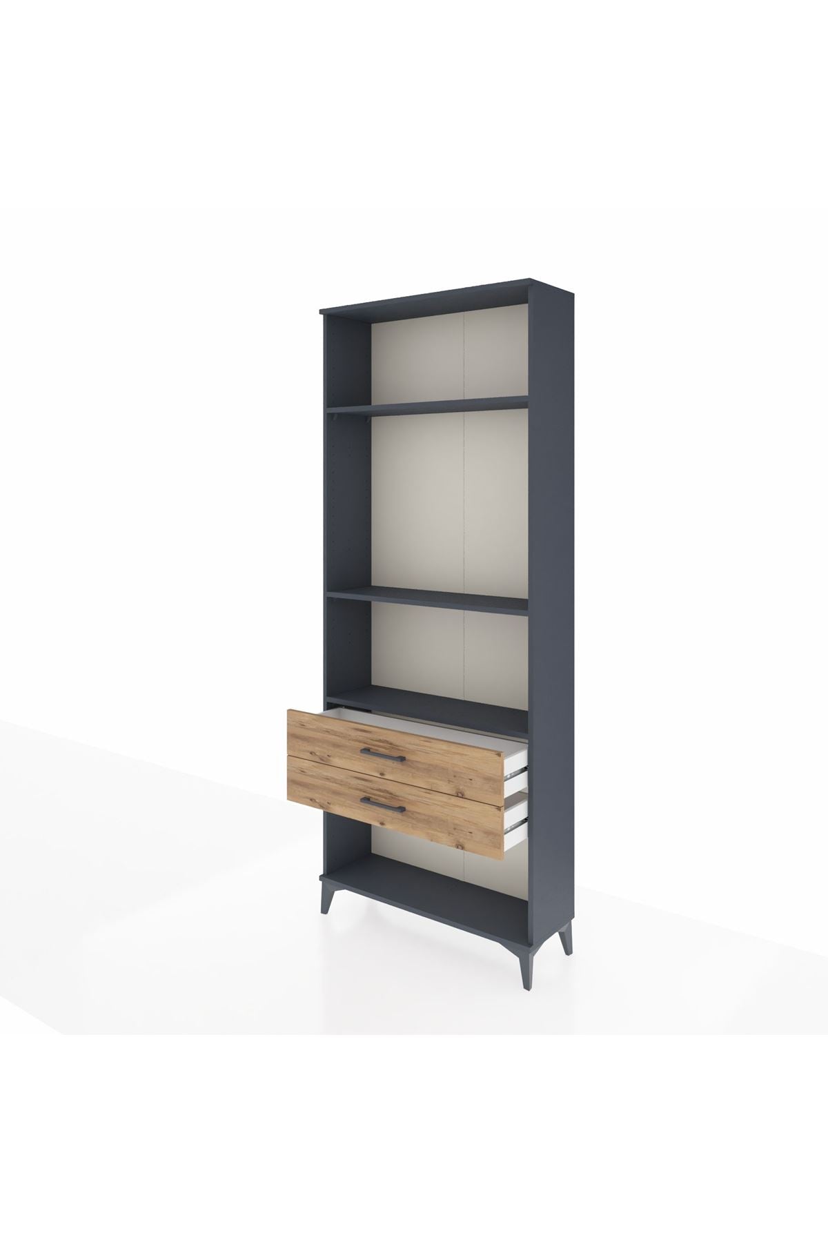 Arges Dolap 3 Raflı 2 Çekmeceli 88x30x221 Antrasit-Çam