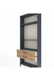 Arges Dolap 3 Raflı 2 Çekmeceli 88x30x221 Antrasit-Çam