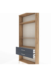 Arges Dolap 3 Raflı 2 Çekmeceli 88x30x221 Çam-Antrasit