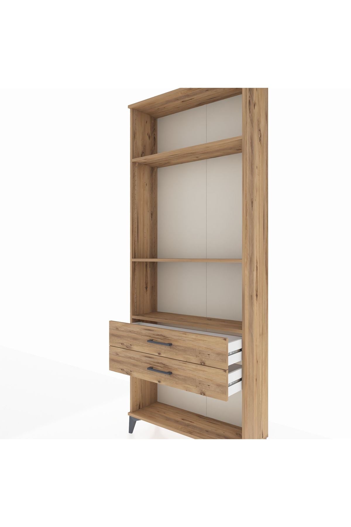 Arges Dolap 3 Raflı 2 Çekmeceli 88x30x221 Çam-Çam