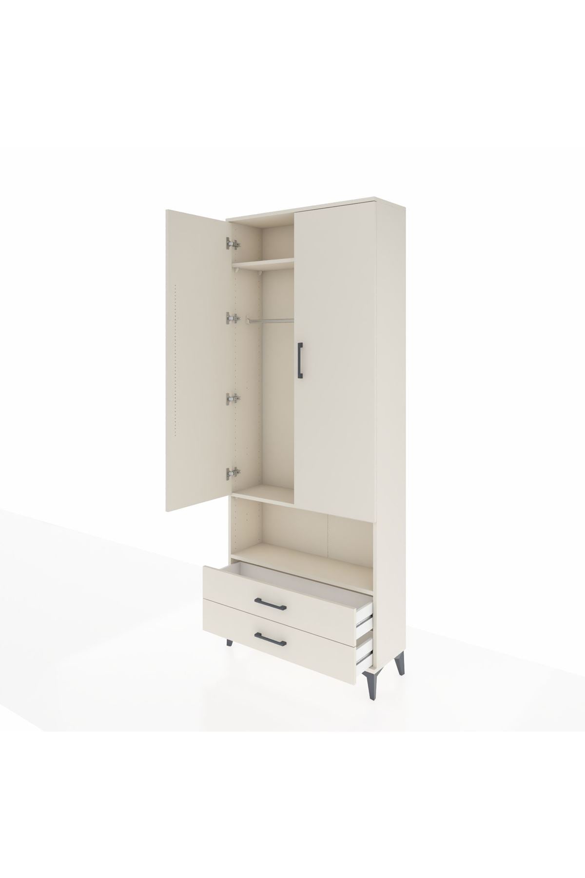 Arges Dolap 3 Raflı 2 Çekmeceli Tek Askılı 88x30x221 Aytaşı-Aytaşı