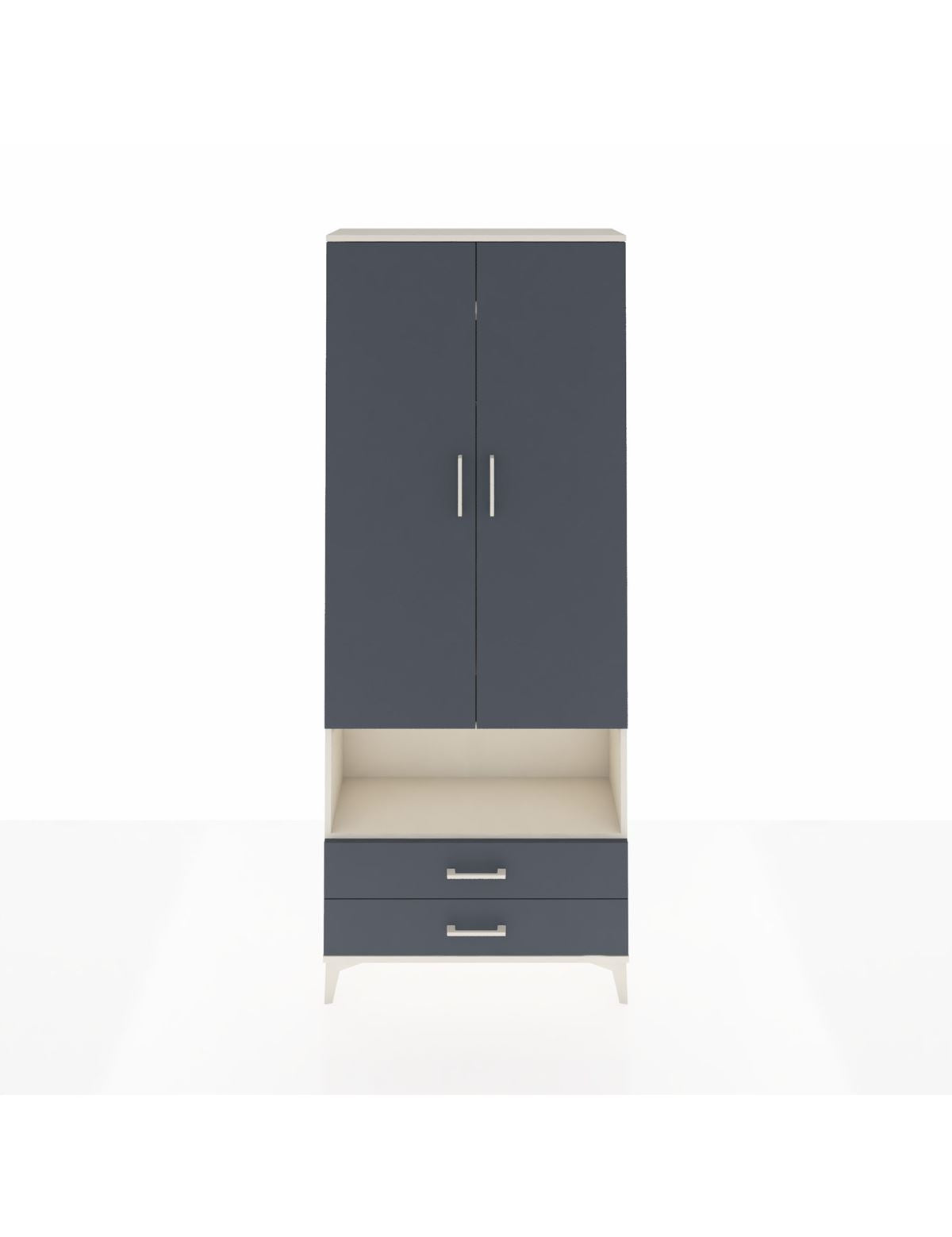 Arges Dolap 3 Raflı 2 Çekmeceli Tek Askılı 88x30x221 Aytaşı-Antrasit