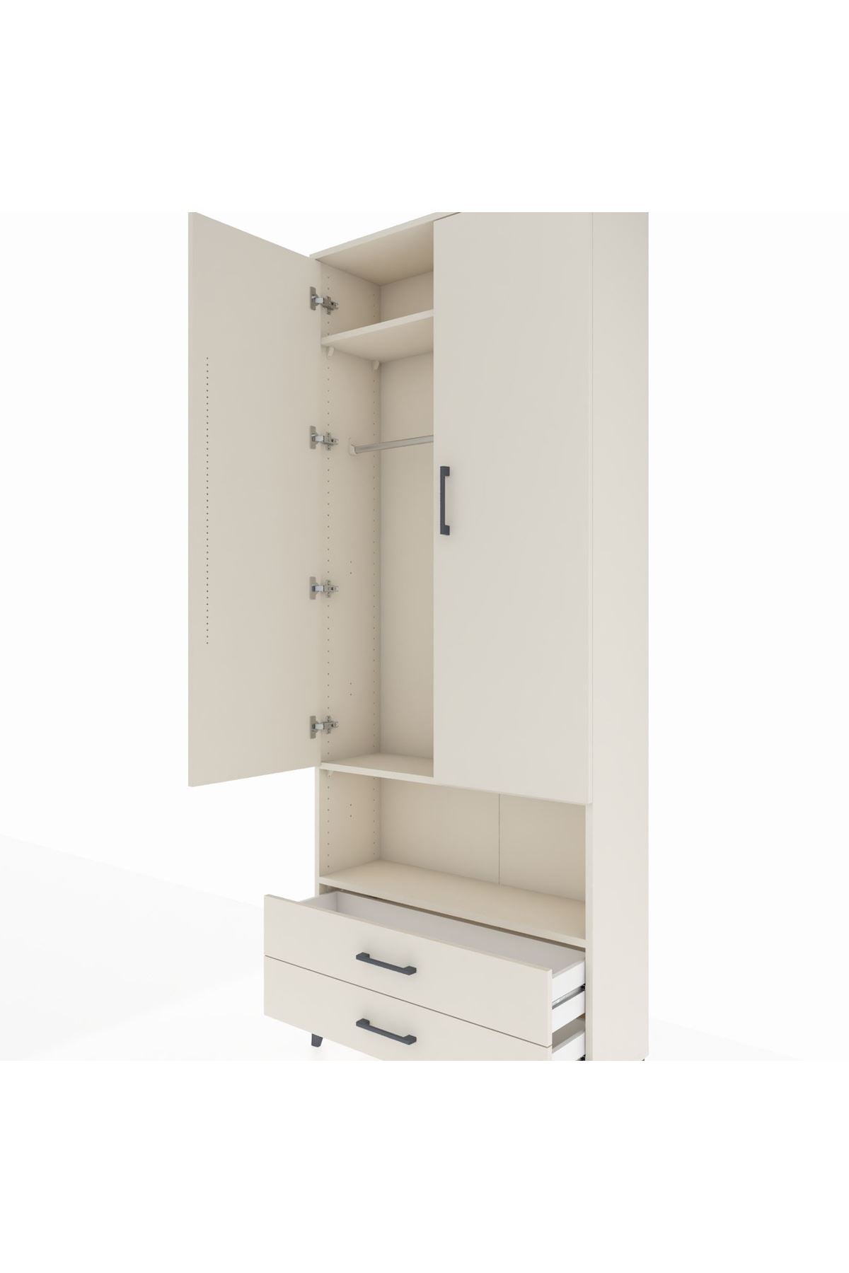 Arges Dolap 3 Raflı 2 Çekmeceli Tek Askılı 88x30x221 Aytaşı-Aytaşı