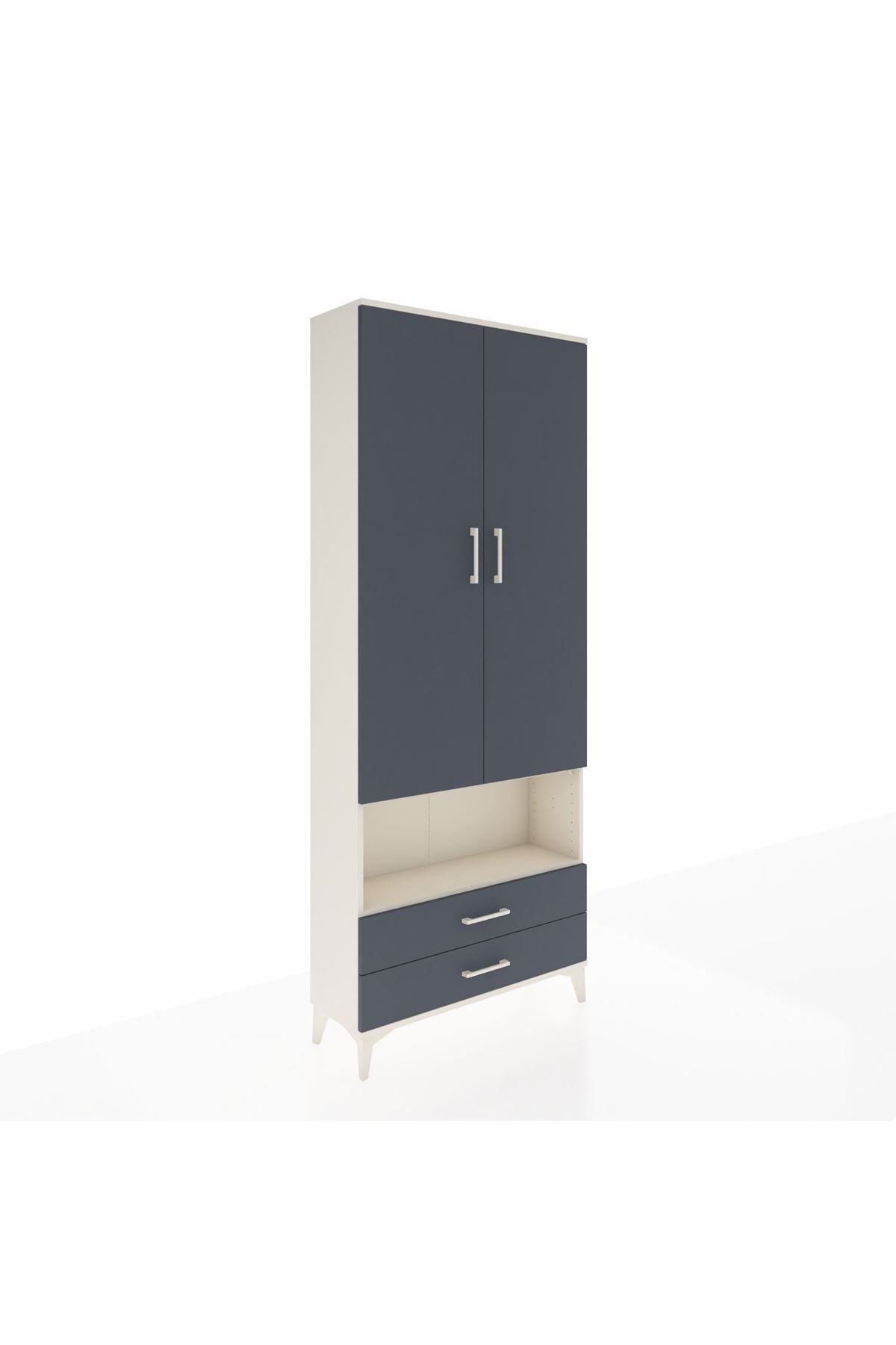 Arges Dolap 3 Raflı 2 Çekmeceli Tek Askılı 88x30x221 Aytaşı-Antrasit