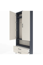 Arges Dolap 3 Raflı 2 Çekmeceli Tek Askılı 88x30x221 Antrasit-Aytaşı