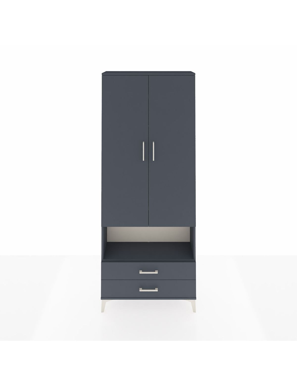 Arges Dolap 3 Raflı 2 Çekmeceli Tek Askılı 88x30x221 Antrasit-Antrasit