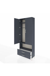 Arges Dolap 3 Raflı 2 Çekmeceli Tek Askılı 88x30x221 Antrasit-Antrasit