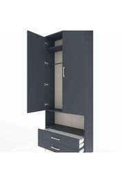 Arges Dolap 3 Raflı 2 Çekmeceli Tek Askılı 88x30x221 Antrasit-Antrasit