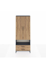 Arges Dolap 3 Raflı 2 Çekmeceli Tek Askılı 88x30x221 Antrasit-Çam