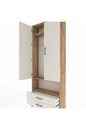 Arges Dolap 3 Raflı 2 Çekmeceli Tek Askılı 88x30x221 Çam-Aytaşı