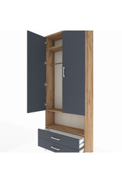 Arges Dolap 3 Raflı 2 Çekmeceli Tek Askılı 88x30x221 Çam-Antrasit