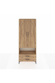 Arges Dolap 3 Raflı 2 Çekmeceli Tek Askılı 88x30x221 Çam-Çam