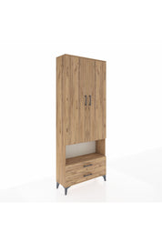 Arges Dolap 3 Raflı 2 Çekmeceli Tek Askılı 88x30x221 Çam-Çam