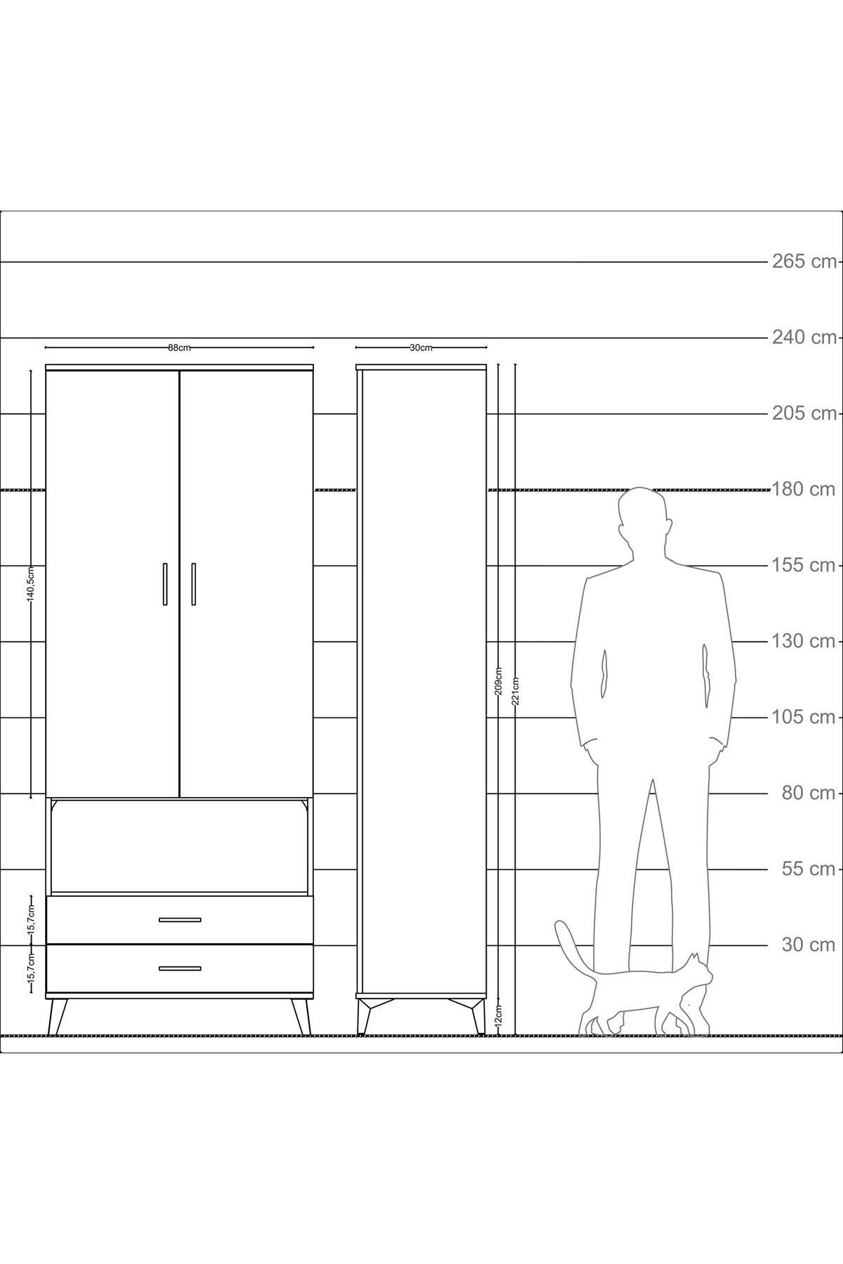 Arges Dolap 4 Raflı 2 Çekmeceli 2 Kapaklı 88x30x221 Aytaşı-Aytaşı