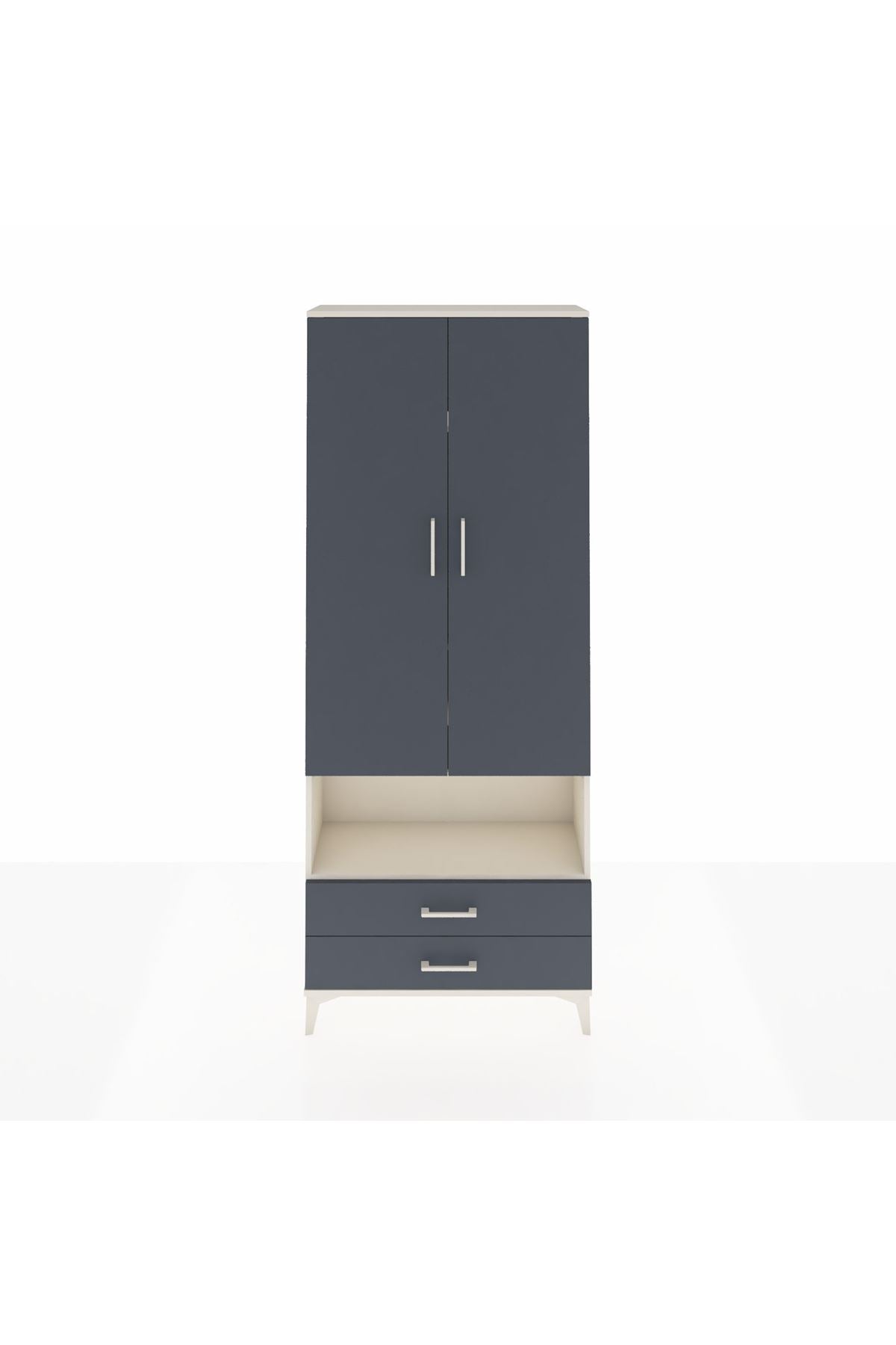 Arges Dolap 4 Raflı 2 Çekmeceli 2 Kapaklı 88x30x221 Aytaşı-Antrasit