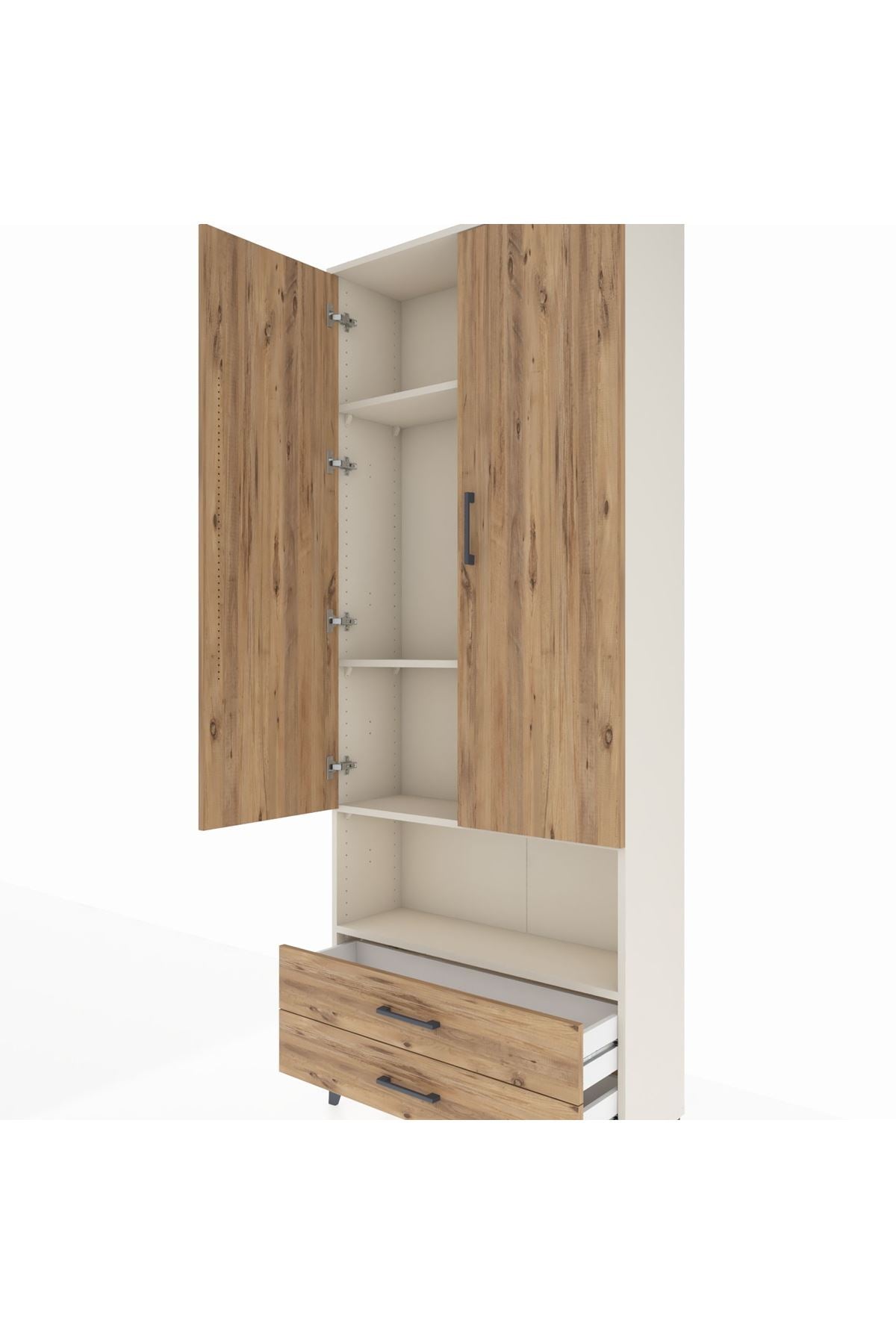 Arges Dolap 4 Raflı 2 Çekmeceli 2 Kapaklı 88x30x221 Aytaşı-Çam