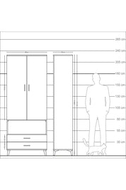 Arges Dolap 4 Raflı 2 Çekmeceli 2 Kapaklı 88x30x221 Aytaşı-Çam