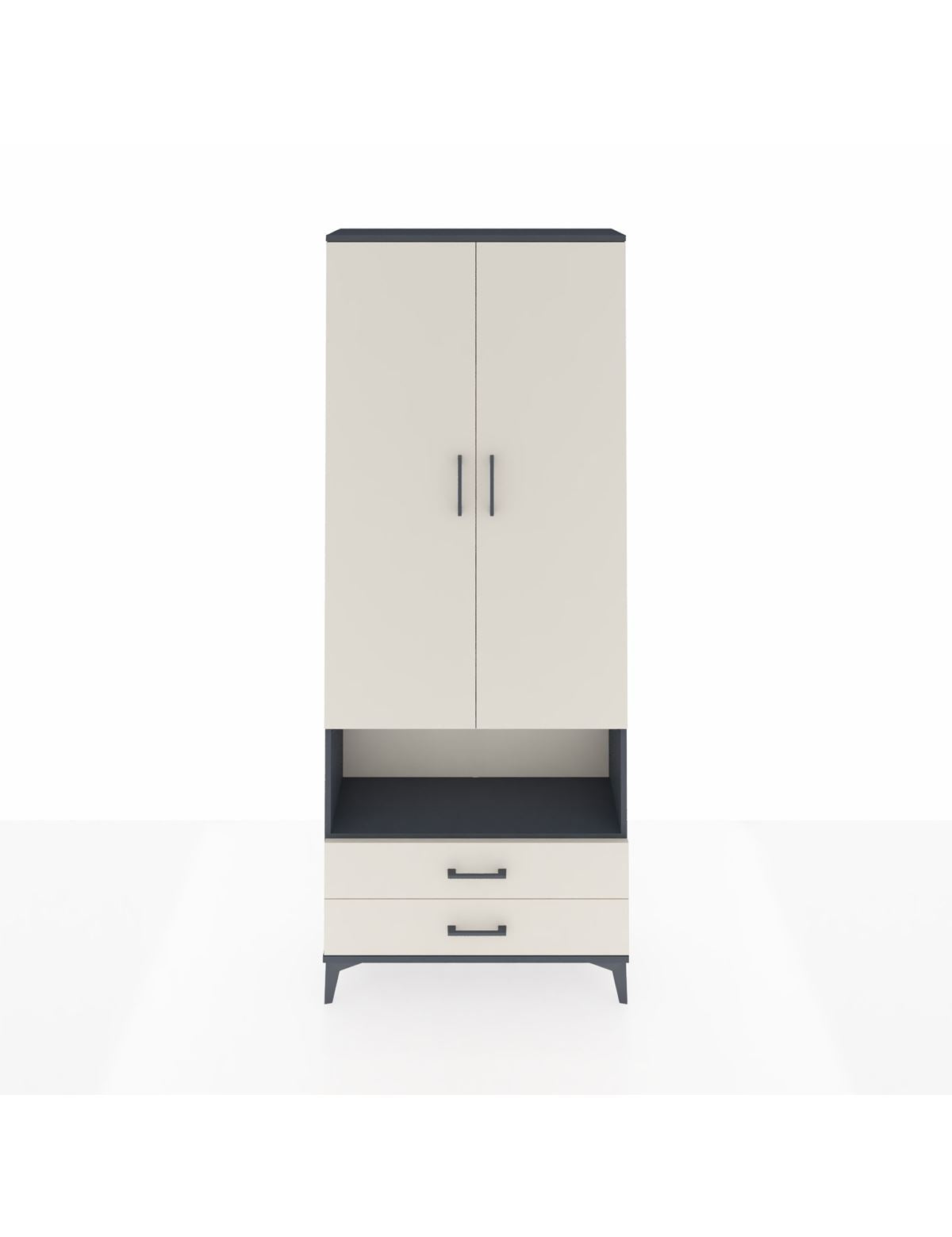 Arges Dolap 4 Raflı 2 Çekmeceli 2 Kapaklı 88x30x221 Antrasit-Aytaşı