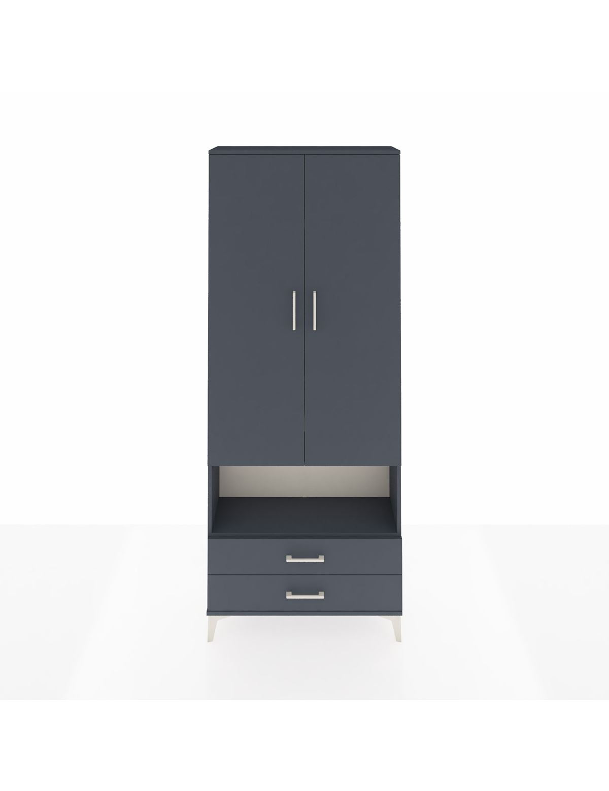 Arges Dolap 4 Raflı 2 Çekmeceli 2 Kapaklı 88x30x221 Antrasit-Antrasit