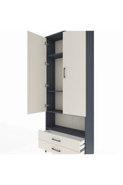 Arges Dolap 4 Raflı 2 Çekmeceli 2 Kapaklı 88x30x221 Antrasit-Aytaşı