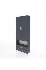 Arges Dolap 4 Raflı 2 Çekmeceli 2 Kapaklı 88x30x221 Antrasit-Antrasit