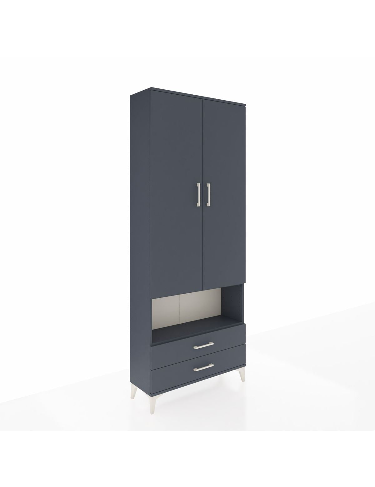 Arges Dolap 4 Raflı 2 Çekmeceli 2 Kapaklı 88x30x221 Antrasit-Antrasit