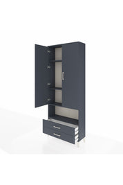 Arges Dolap 4 Raflı 2 Çekmeceli 2 Kapaklı 88x30x221 Antrasit-Antrasit