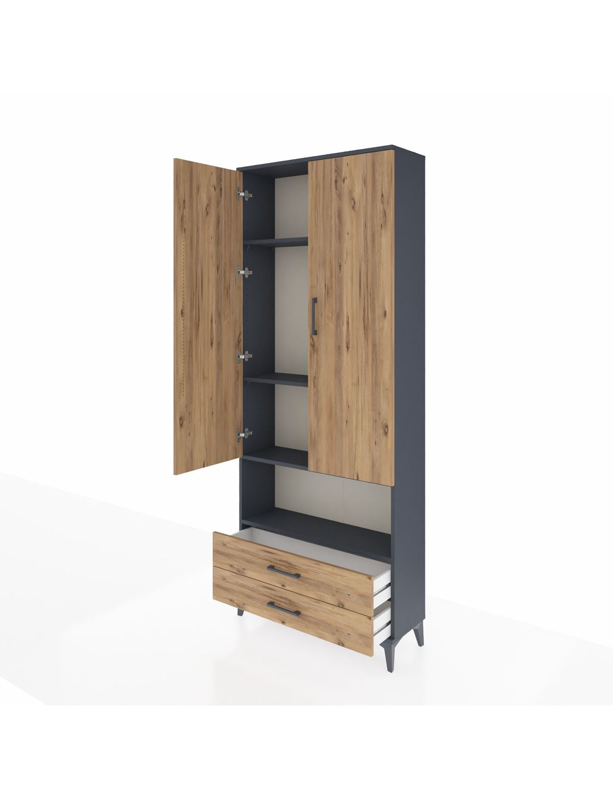 Arges Dolap 4 Raflı 2 Çekmeceli 2 Kapaklı 88x30x221 - S30M053V6A