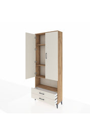 Arges Dolap 4 Raflı 2 Çekmeceli 2 Kapaklı 88x30x221 Çam-Aytaşı