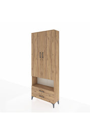 Arges Dolap 4 Raflı 2 Çekmeceli 2 Kapaklı 88x30x221 Çam-Çam