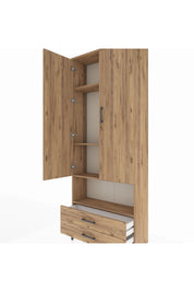 Arges Dolap 4 Raflı 2 Çekmeceli 2 Kapaklı 88x30x221 Çam-Çam