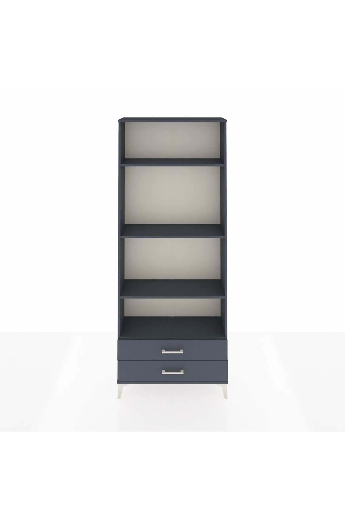 Arges Dolap 4 Raflı 2 Çekmeceli 88x30x221 Antrasit-Antrasit