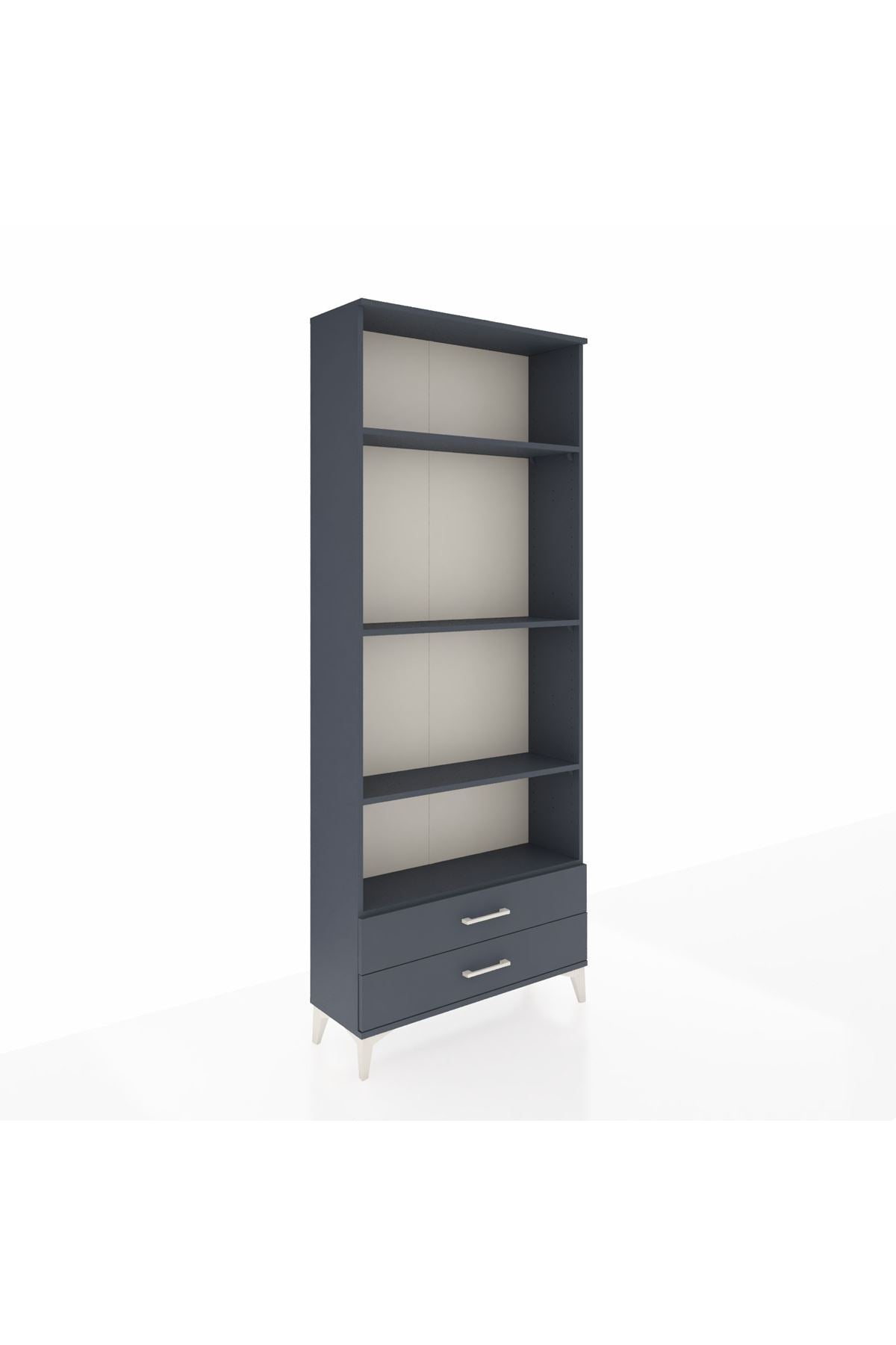 Arges Dolap 4 Raflı 2 Çekmeceli 88x30x221 Antrasit-Antrasit