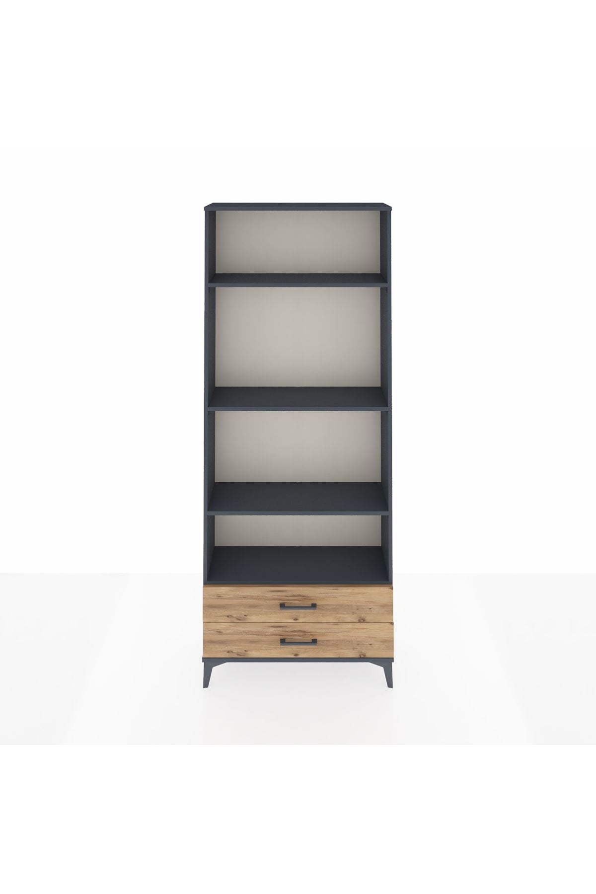 Arges Dolap 4 Raflı 2 Çekmeceli 88x30x221 Antrasit-Çam