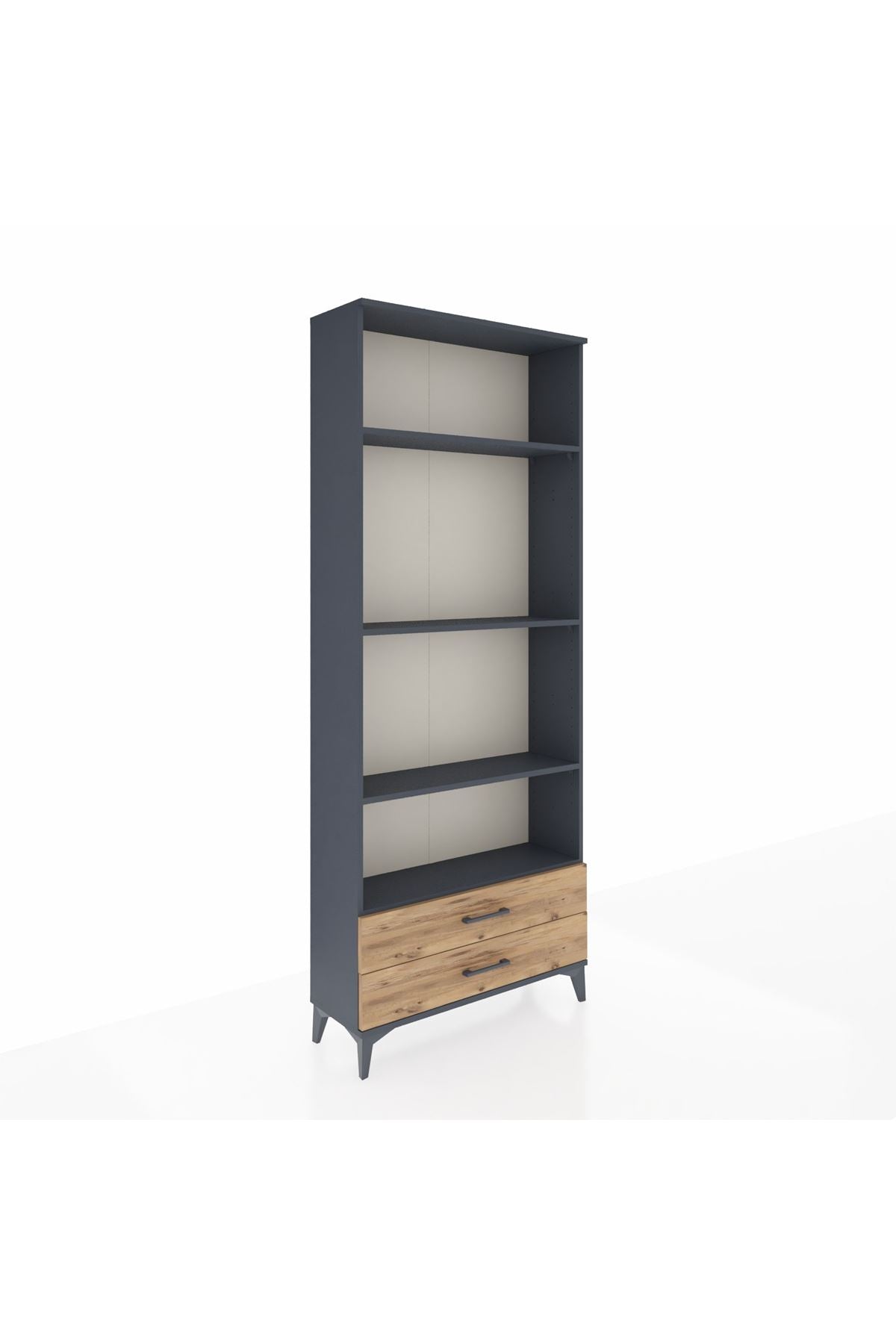 Arges Dolap 4 Raflı 2 Çekmeceli 88x30x221 Antrasit-Çam