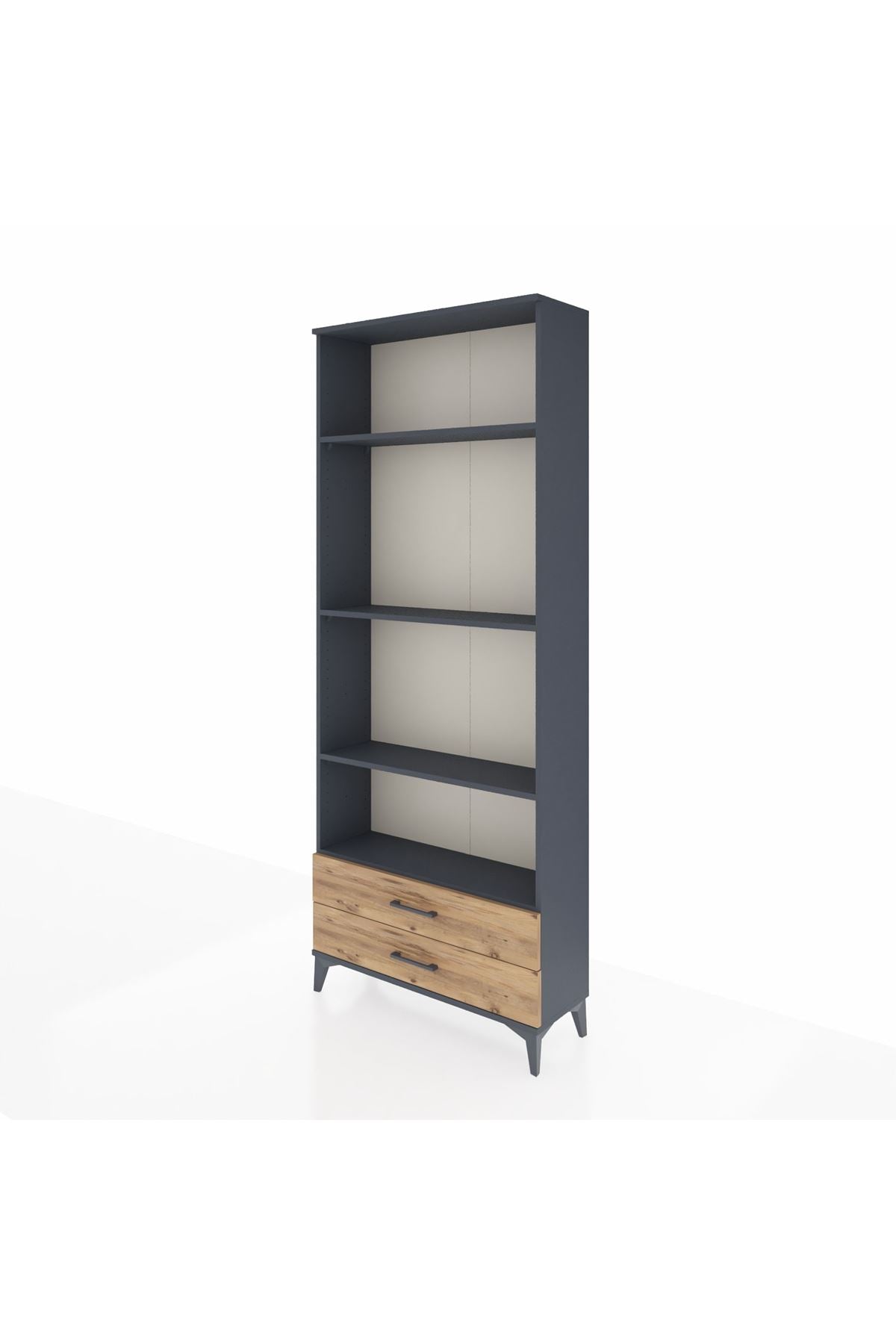 Arges Dolap 4 Raflı 2 Çekmeceli 88x30x221 Antrasit-Çam