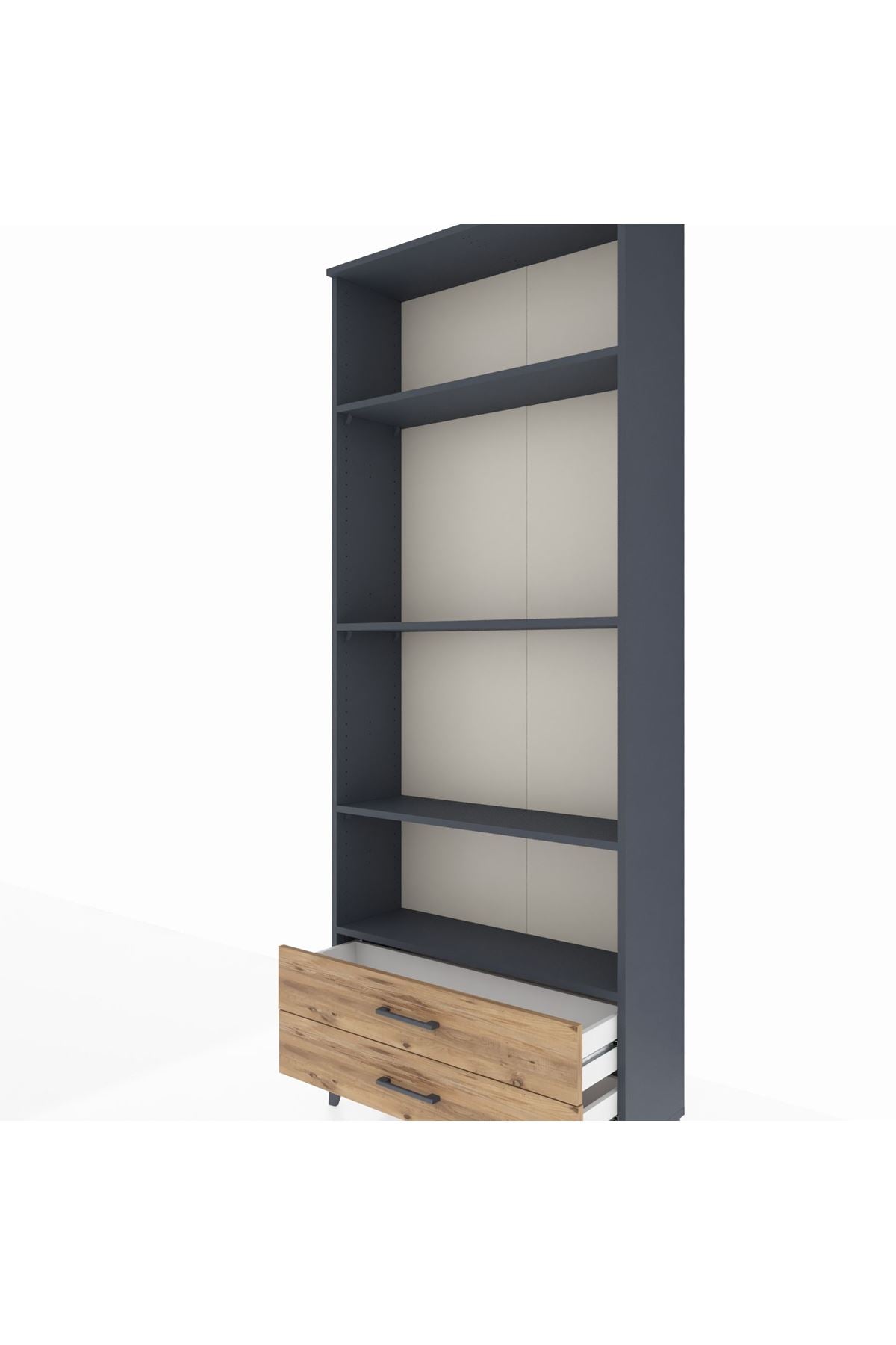 Arges Dolap 4 Raflı 2 Çekmeceli 88x30x221 Antrasit-Çam