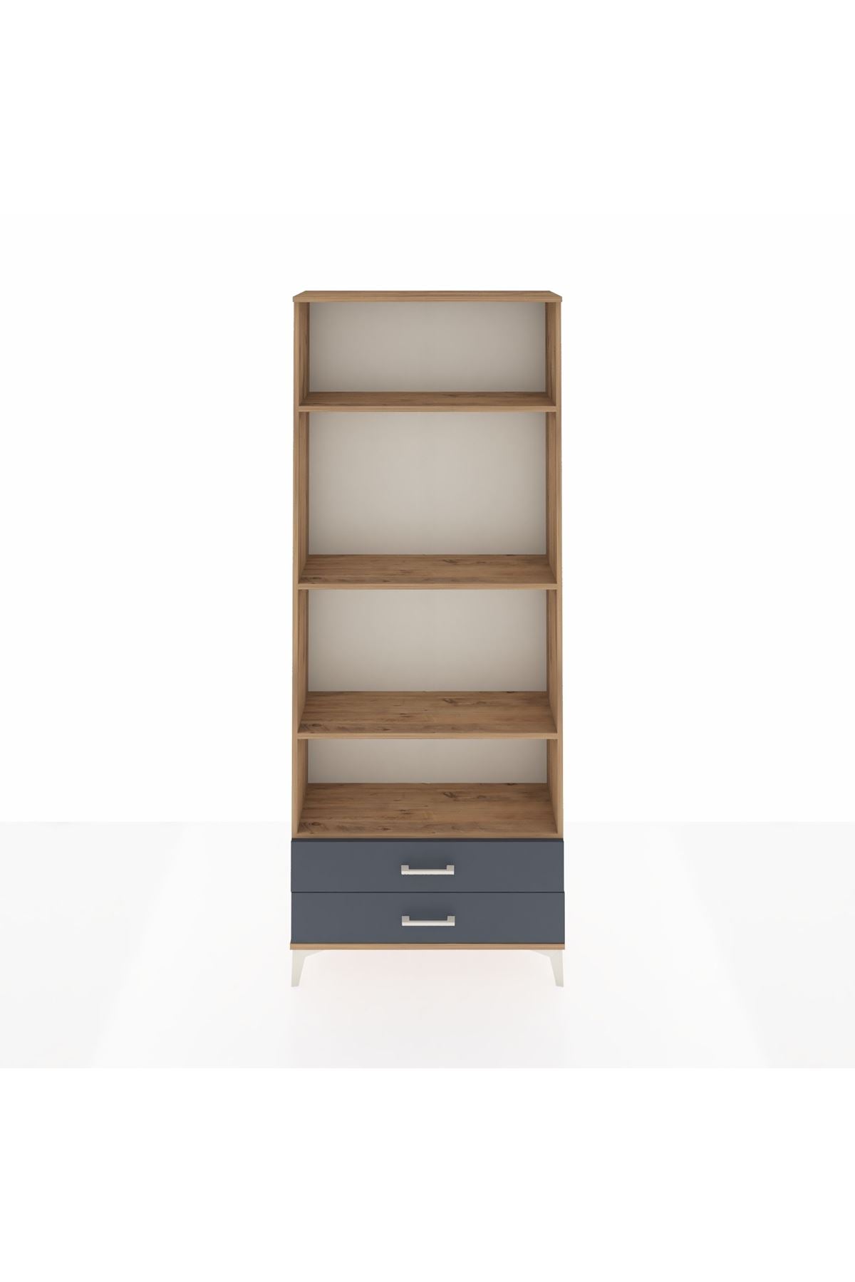 Arges Dolap 4 Raflı 2 Çekmeceli 88x30x221 Çam-Antrasit