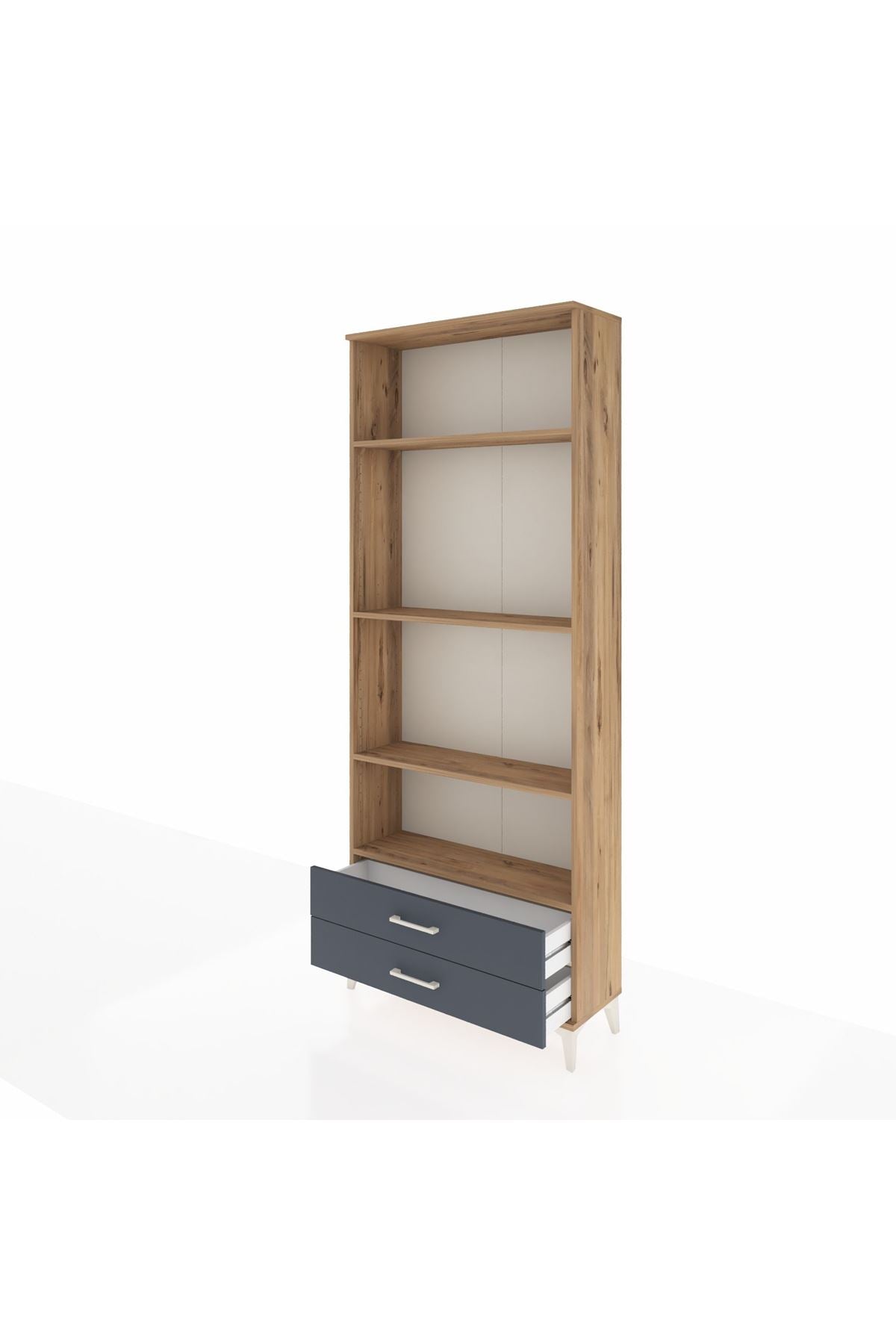 Arges Dolap 4 Raflı 2 Çekmeceli 88x30x221 Çam-Antrasit