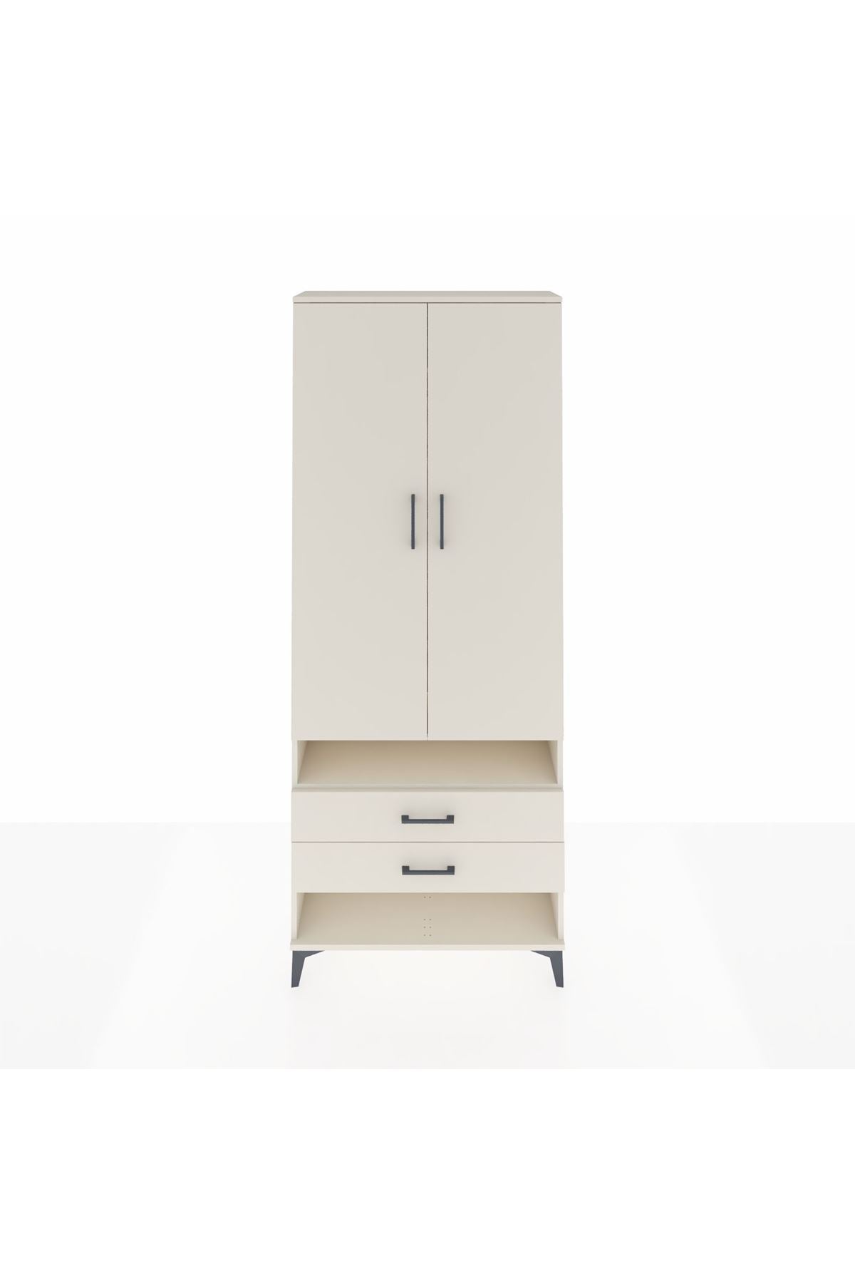 Arges Dolap 3 Raflı 2 Çekmeceli Tek Askılı 88x30x221 Aytaşı-Aytaşı