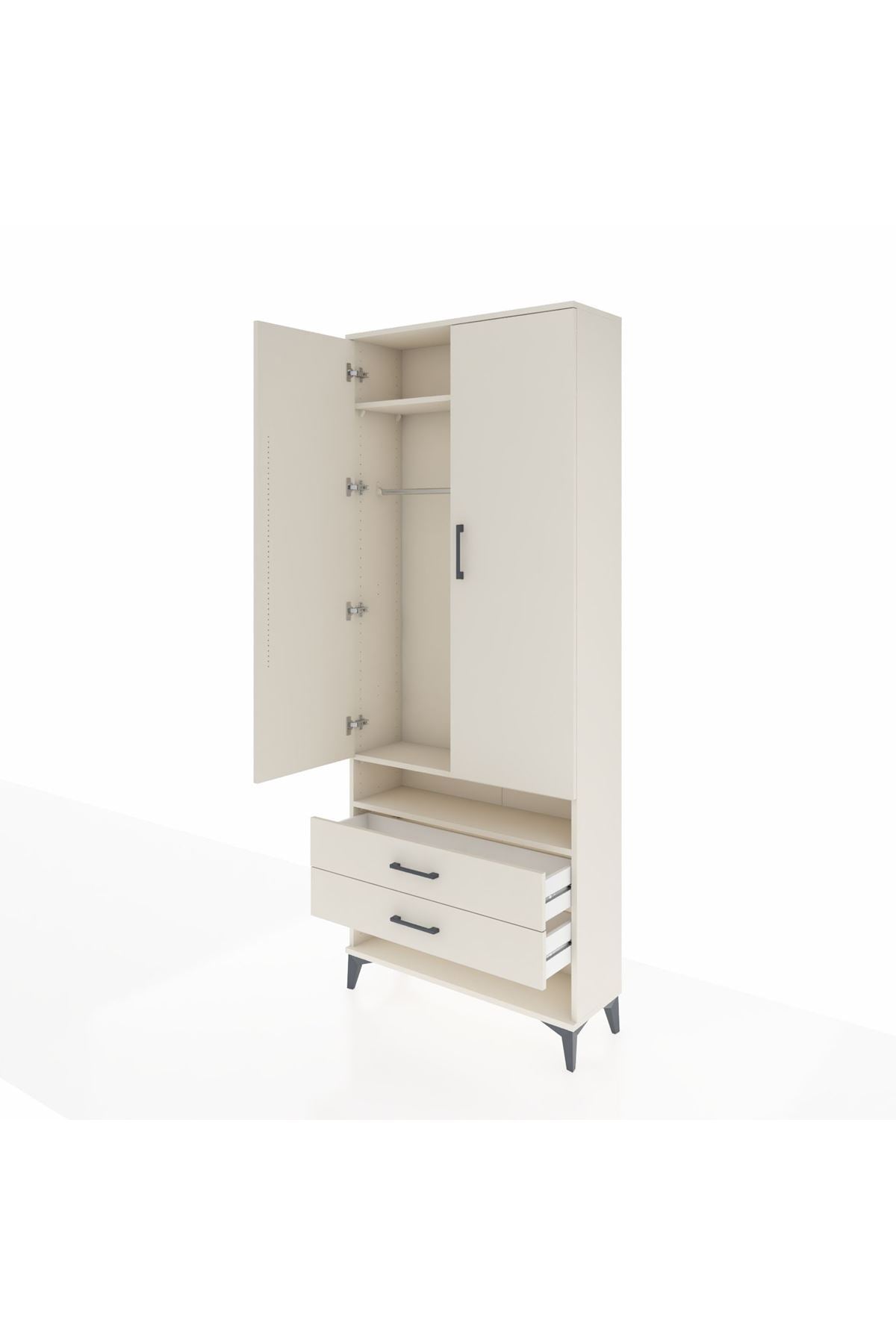 Arges Dolap 3 Raflı 2 Çekmeceli Tek Askılı 88x30x221 Aytaşı-Aytaşı