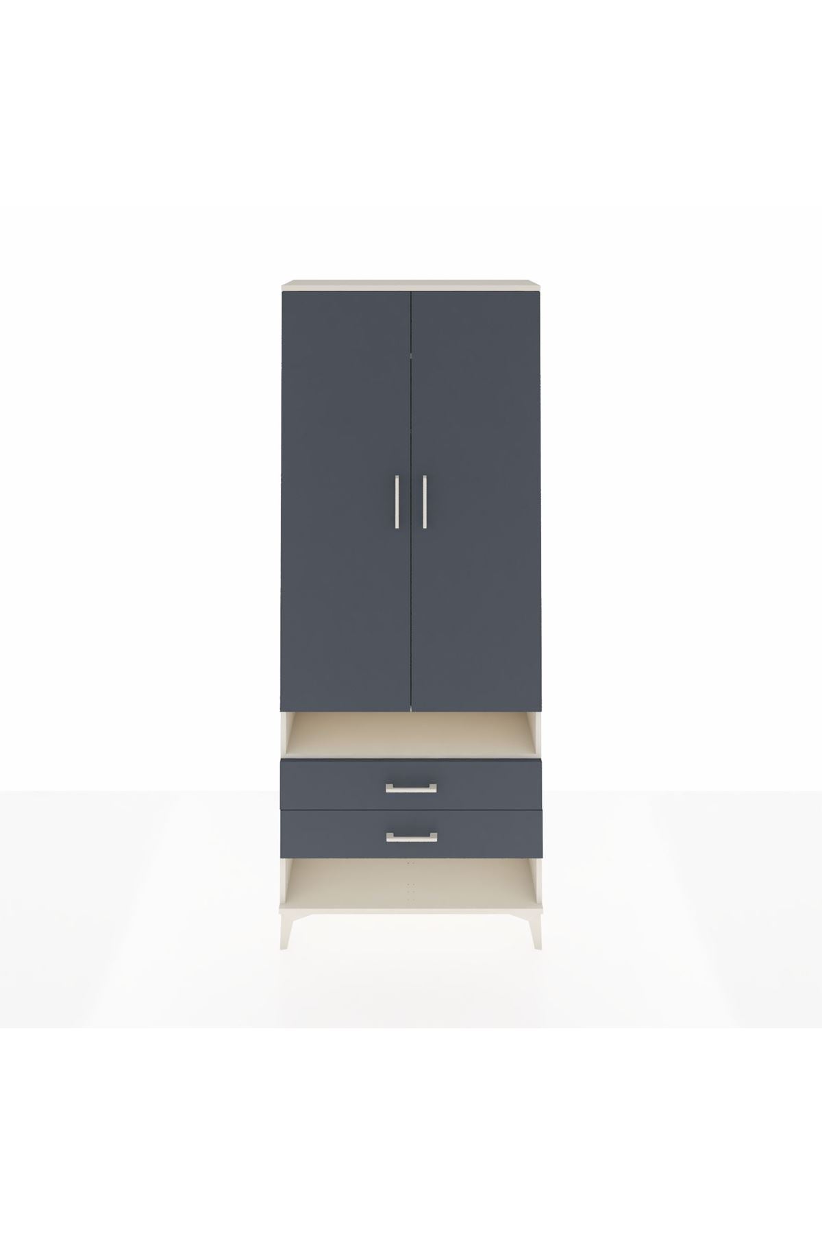 Arges Dolap 3 Raflı 2 Çekmeceli Tek Askılı 88x30x221 Aytaşı-Antrasit